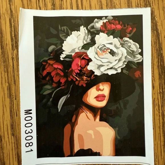 Paint By Number Floral Hat Lady Canvas Art with Frame - 16”x20” - Picture 10 of 10